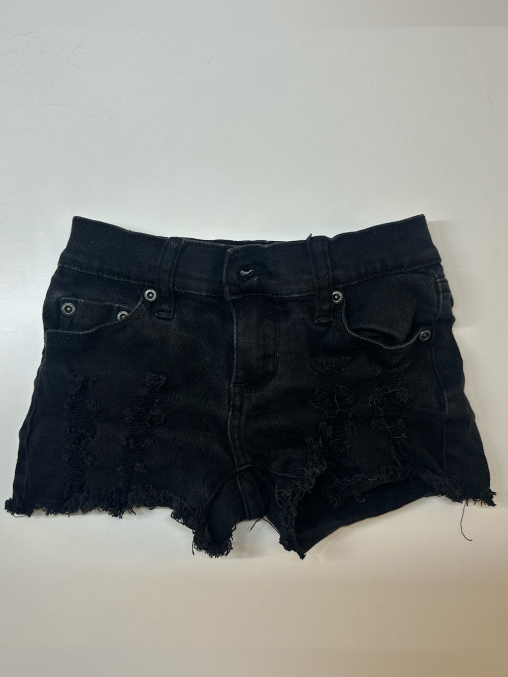 Vintage Havana Black Distressed Denim Shorts